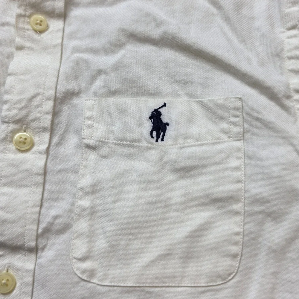 Ralph Lauren Performance Shirt Boys L 14-16 White Cotton Blend Preppy S/S